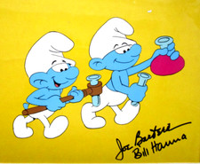 1981 PODPISANY BILL HANNA + JOE BARBERA SMERFY ORYGINALNA PRODUKCJA rysunek CEL, używany na sprzedaż  Wysyłka do Poland