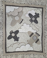Cobertor de bebê CoCaLo edredom bronzeado creme marrom cinza 32x41” nuvens aviões comprar usado  Enviando para Brazil