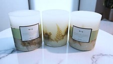 Vela pilar botânico sem perfume folhas verdes decorativas 4,5" x 4" 3 peças 45 horas, usado comprar usado  Enviando para Brazil