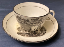 Xícara de chá e pires comemorativos da morte da princesa Charlotte 1817 porcelana vintage comprar usado  Enviando para Brazil
