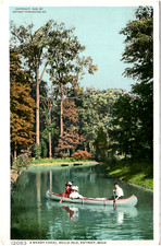 Cartão postal antigo A Shady Canal in Belle Isle Detroit Michigan canoa 1908 comprar usado  Enviando para Brazil