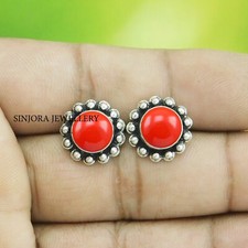 Brincos feitos à mão de prata esterlina 925 com pedra preciosa coral comprar usado  Enviando para Brazil