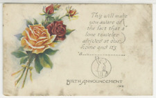 Cartão postal de anúncio de nascimento um viajante solitário com rosas vintage c1910 G13 comprar usado  Enviando para Brazil