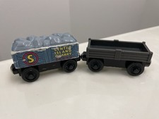 Thomas & Friends trem ferroviário de madeira carro de pedregulho e carro de carga vintage 2003 comprar usado  Enviando para Brazil