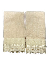 Toalha de mão Stevens 2 dedos renda mancha creme franja 11x18 polegadas EUA algodão vintage comprar usado  Enviando para Brazil