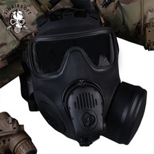 Máscara facial completa gás tático respirador porta dupla Airsoft SIMULAÇÃO com ventilador comprar usado  Enviando para Brazil