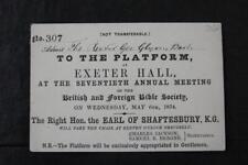 Usado, BILHETE de 1874 para Sociedade Bíblica Britânica e Estrangeira Exeter Hall, Earl Shaftesbury TC1 comprar usado  Enviando para Brazil