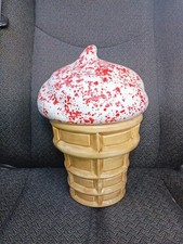 TÃO FOFO!  11 3/4" VNTAGE SORVETE WAFFLE CONE FRASCO DE BISCOITO DE CERÂMICA comprar usado  Enviando para Brazil