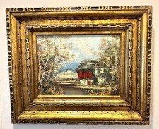 Pintura a óleo emoldurada artista original Peter Holmer "Barn c/ Gristmill Landscape" comprar usado  Enviando para Brazil