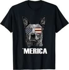Camiseta unissex fofa presente bandeira patriótica cachorro salto azul 4 de julho Merica EUA, usado comprar usado  Enviando para Brazil