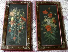 2 FOTOS DE FLORES VINTAGE EMOLDURADAS 18,5" X9,5" ORIENTAL ASIÁTICO  comprar usado  Enviando para Brazil