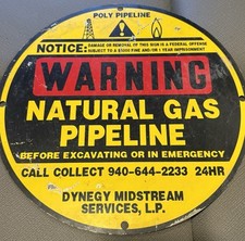 Placa vintage para gasoduto de gás natural Dynegy Midstream SVC LP 11,75" redonda~caverna do homem~J comprar usado  Enviando para Brazil