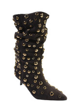 Usado, Botas femininas Zara texturizadas biqueira pontiaguda frisada tom dourado gatinho marrom tamanho EUR 36 comprar usado  Enviando para Brazil