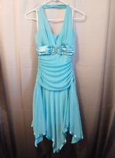 Vestido formal TABOO tamanho M chiffon midi halter azul água sexy casamento formatura stretch! comprar usado  Enviando para Brazil