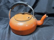Chaleira vintage retrô laranja fogão bule de chá metal e esmalte meados do século comprar usado  Enviando para Brazil