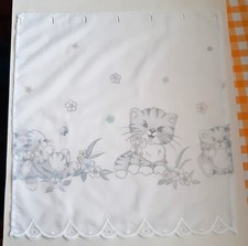 Meia cortina branca 3 painéis 53x49 cm bistrô casa cortina gatinhos gatos design comprar usado  Enviando para Brazil