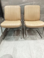 retro chrome leather chairs for sale  DARLINGTON