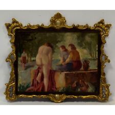 1944? Stary obraz olejny „Kąpiący się przy fontannie”, sygnowany 54x46 cm na sprzedaż  PL