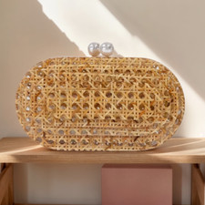 Bolsa de mão clássica acrílica rattan tecido de vime bolsa de noite bolsa de festa de casamento comprar usado  Enviando para Brazil