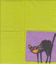 1 Cocktail  Papier Serviette Napkin (Cat63) schwarze Katze mit Buckel comprar usado  Enviando para Brazil