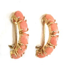 BRINCOS vintage 1980 pele de anjo rosa CORAL cabochão placa dourada huggie clipe comprar usado  Enviando para Brazil