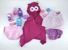 LOTE de toalhas de banho com capuz e fralda e coruja rosa roupas de boneca bebê 15 pol., usado comprar usado  Enviando para Brazil