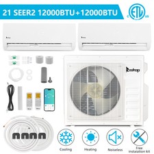 27000 BTU 21 SEER Dual Zone Mini Split Ar Condicionado e Bomba de Calor (2 x12000BTU) comprar usado  Enviando para Brazil