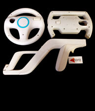 3 PERIFERICOS 2 VOLANTES STEERING WHEEL ZAPPER Blancos NINTENDO Wii Mario Kart comprar usado  Enviando para Brazil