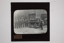 Carro de bombeiros puxado por escoteiros e cavalos - Slide de lanterna mágica de vidro comprar usado  Enviando para Brazil