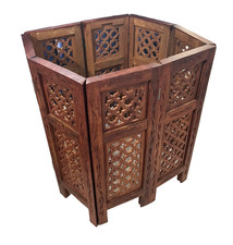 Usado, Base de mesa esculpida em madeira Índia dobrável articulada quadrada octógono 17,5 x 13 comprar usado  Enviando para Brazil