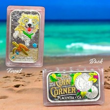 The Coin Corner Dog + Tartaruga Marinha - 1 oz .999 Barra de Prata Esmaltada Dupla Fina comprar usado  Enviando para Brazil