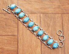 "Brazalete de joyería de plata esterlina 925 hecho a mano piedras preciosas Larimar del Caribe talla 7-8" segunda mano  Embacar hacia Mexico