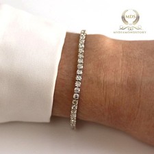Brazalete de boda de tenis de 7 pulgadas de largo de 6 quilates corte redondo sólido de oro blanco de 14 quilates para ella segunda mano  Embacar hacia Mexico