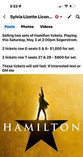 Hamilton tickets saturday for sale  Fullerton