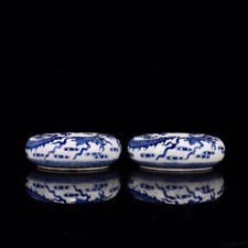 Capa padrão dragão azul e branco chinesa antiga dinastia Qing 4" comprar usado  Enviando para Brazil