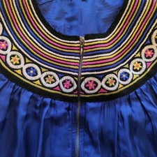 Jean Paul Gaultier Blue Silk Top Front Zip Artisan Embroidery Size S / M comprar usado  Enviando para Brazil