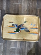 Bandeja de servir madeira vintage cena de pato pato pato pato pato 193/4” x 133/4” arte retrô meados do século comprar usado  Enviando para Brazil
