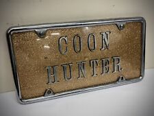 Vintage 1980's Gold Flake Vanity Plate "Coon Hunter" Com Moldura Caça Car Show!, usado comprar usado  Enviando para Brazil