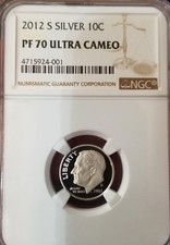 2012-S 10c moeda de dez centavos de prata Roosevelt - NGC PF 70 Ultra Cameo 015 comprar usado  Enviando para Brazil