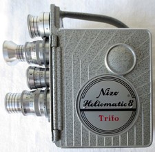Analogowa kamera filmowa Nizo Heliomatic 8 Trifo z 1959 roku z 3 obiektywami, używany na sprzedaż  Wysyłka do Poland