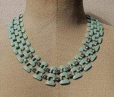 Usado, Vintage 60s Luz Esmalte Verde Transparente Pedrería 18" Collar comprar usado Usado, Vintage 60s Luz Esmalte Verde Transparente Pedrería 18" Collar comprar usado  Enviando para Brazil