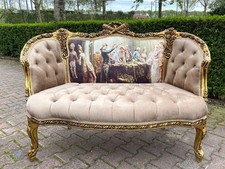 Sofá Sofá Louis XVI Francês Corbeille Folha Dourada Cena de Veludo Vintage Lounge comprar usado  Enviando para Brazil