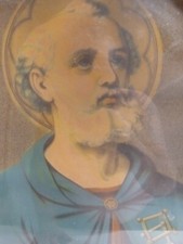 Moldura antiga com imagem - cartão sagrado??? -Vidro - Gesso -Madeira, usado comprar usado  Enviando para Brazil