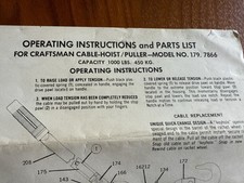 Craftsman cable hoist for sale  Old Lyme