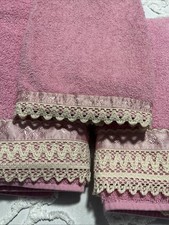 Toalhas rosa vintage decoração retrô banho renda acabamento em crochê rosa gasto chique conjunto com 4 peças comprar usado  Enviando para Brazil