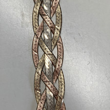 Pulseira trançada Milor folheada a ouro e prata 925 vintage tricolorida 7,5" italiana comprar usado  Enviando para Brazil