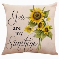 Usado, NOVA CAPA DE TRAVESSEIRO DECORATIVA DE LINHO FARMHOUSE YOU ARE MY SUNSHINE GIRASSOL 17,7" comprar usado  Enviando para Brazil