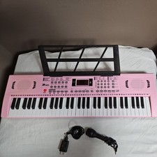 Teclado de piano rosa 24HOCL con micrófono 61 teclas principiantes y adultos segunda mano  Embacar hacia Mexico