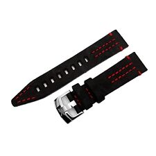 Pulseira de couro italiana genuína Vostok-Europe 22mm preta com costura vermelha comprar usado  Enviando para Brazil