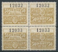 Argentina 1915 Receita de vinho local 50 pesos província de Santa Fé bloco 4 MNH comprar usado  Enviando para Brazil